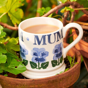 Emma Bridgewater Blue Pansies Mum Half Pint Mug